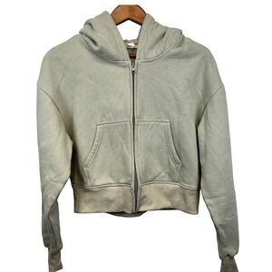 Milkstain Womens Size M Zip Up Cropped Hoodie Light Sage Green Grunge Streetwear